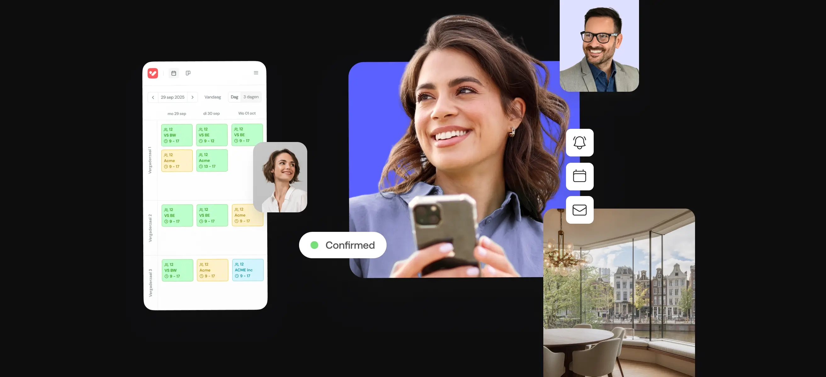 VenueSuite dashboard overview showing planners, guests, and confirmed booking.