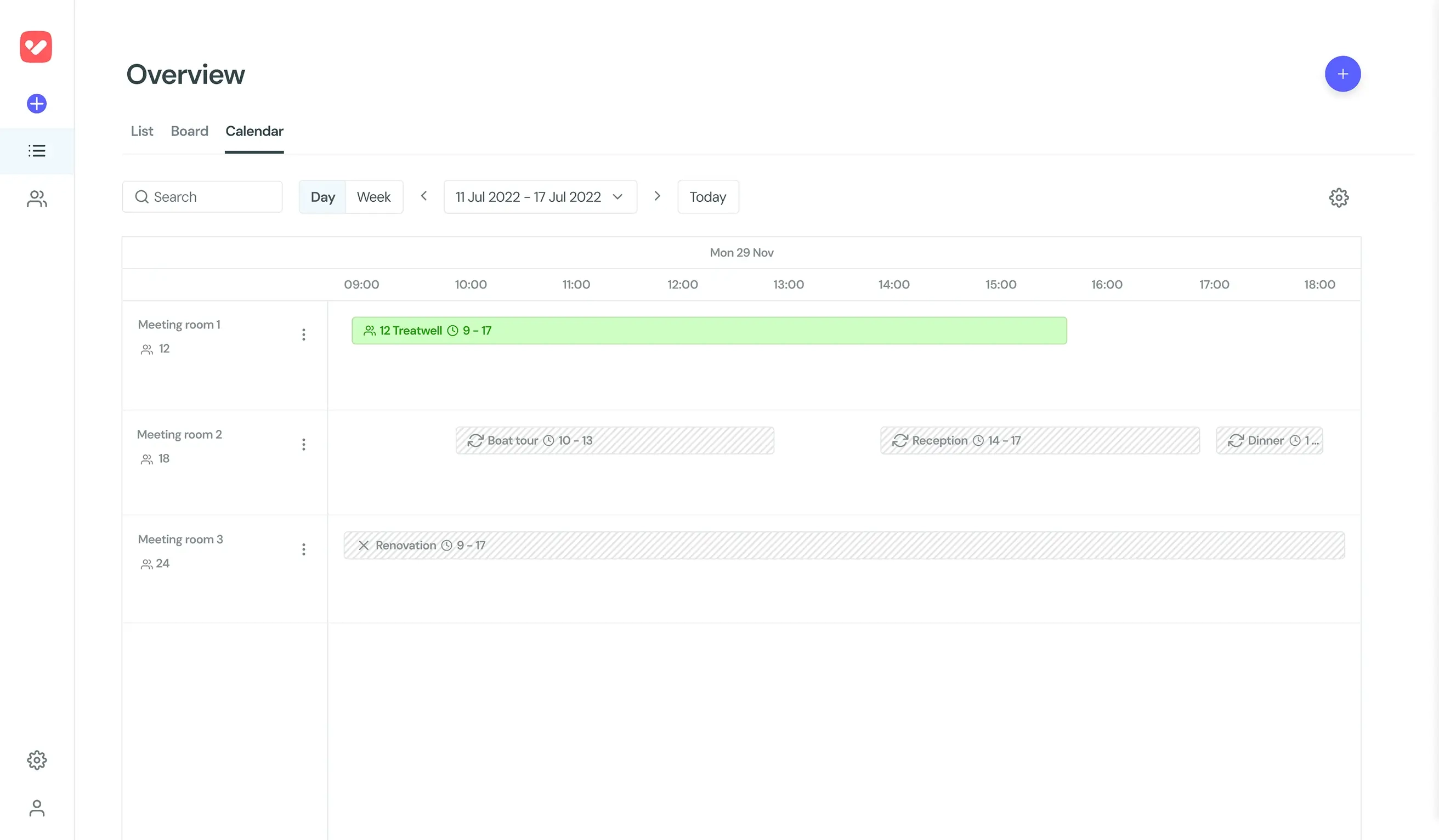  Screenshot of VenueSuite reservation software for desktop showing the calendar tool